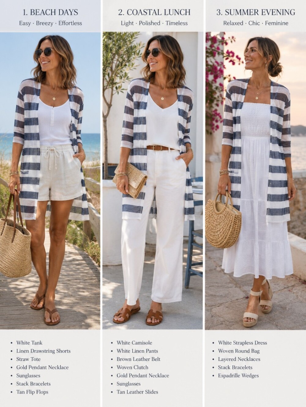 Sheer Navy White Striped Cardigan 3/4 Sleeves Coastal Capsule Nautical M